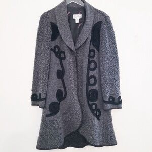 Joseph Ribkoff Charcoal and Black Textured Trench Coat 🎁